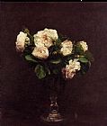 Henri Fantin-latour Canvas Paintings - White Roses